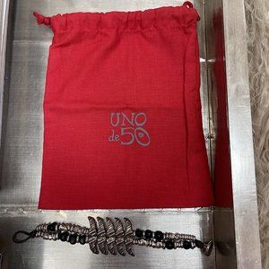 Uno De 50 Bracelet Silver Tone Black Fashion Jewelry With Bag Southwest